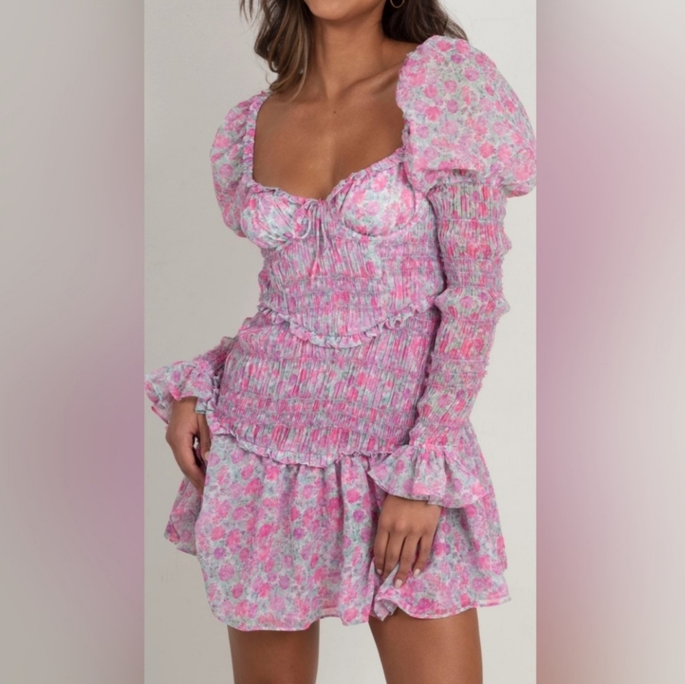 🍋 For Love & Lemons Oakley Mini Dress Size Small 🪻🌷🌼🌻🪷 NWT - Picture 13 of 16